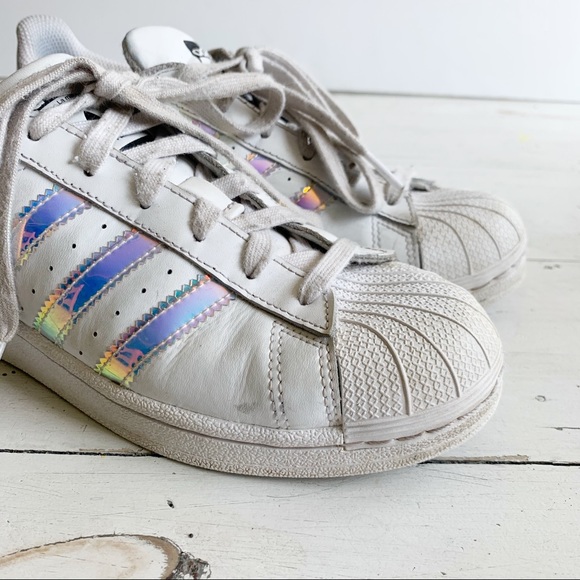 adidas | Shoes | Adidas Superstar Sneakers Iridescent Striped 55 | Poshmark